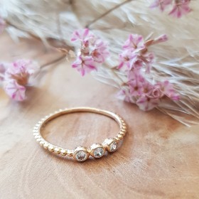 Bague billes 3 zircons